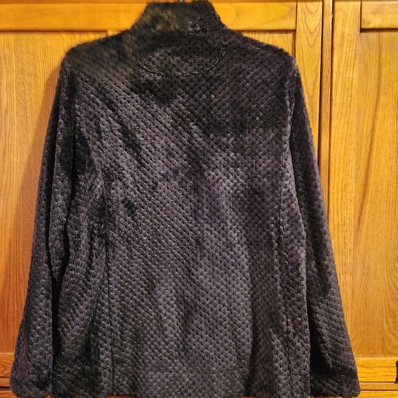 Calvin Klein Black Textured Jacket Plush women's size L EUC - Picture 3 of 13